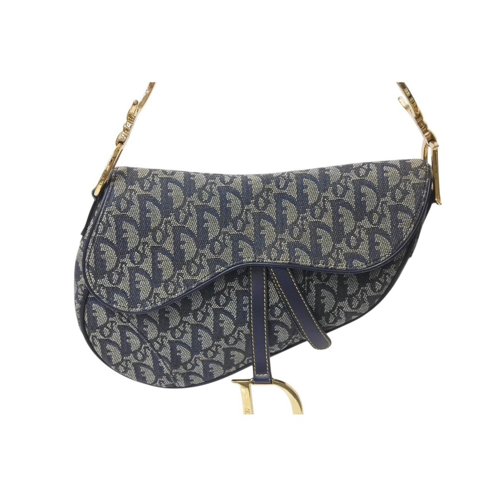 Christian Dior Trotter Saddle Bag Navy Blue Galliano - Picture 2 of 10